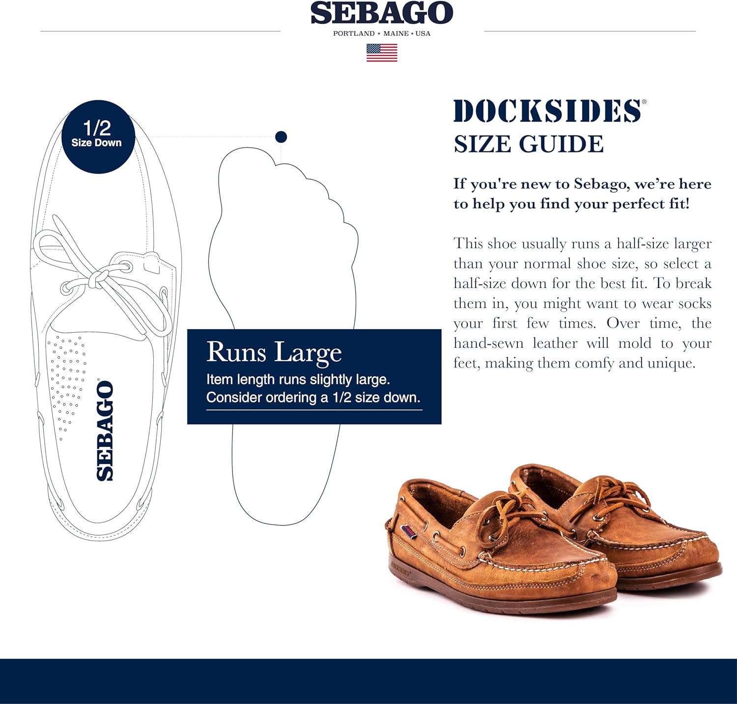 Водонепроницаемые лодочные туфли Sebago Schooner - кожаные мокасины для мужчин с 360-градусной шнуровкой из сыромятной кожи и подошвой, не оставляющей следов и противоскользящей, коричневый — фото 3