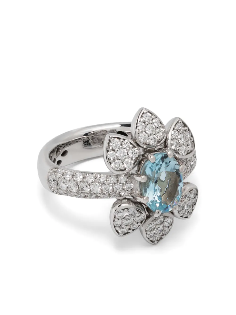 

Кольцо из белого золота с аквамарином и бриллиантами ROSEKEY, серебяный