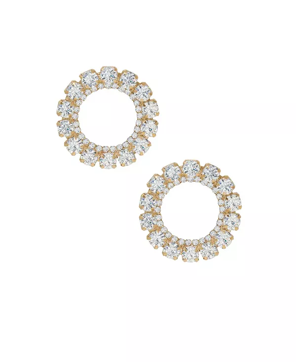 

Большие серьги-гвоздики с кристаллами и золотыми кругами Ettika, gold