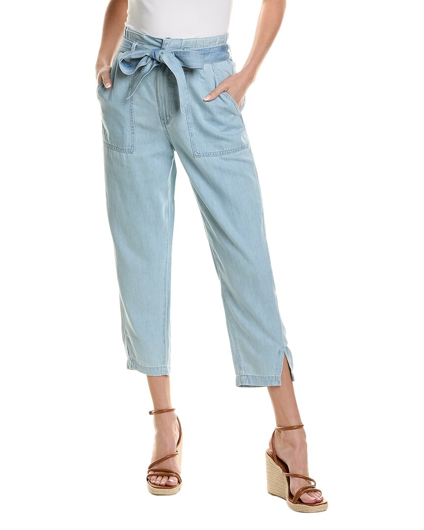 

Брюки AG Jeans с высокой посадкой Barrel из смесового шелка Paperbag, синий