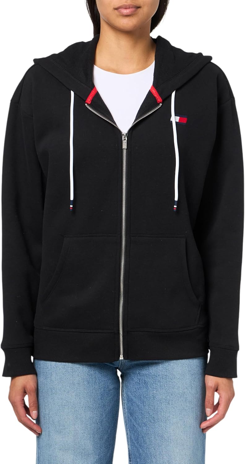 

Женская толстовка с капюшоном и логотипом Tommy Hilfiger на молнии, Black