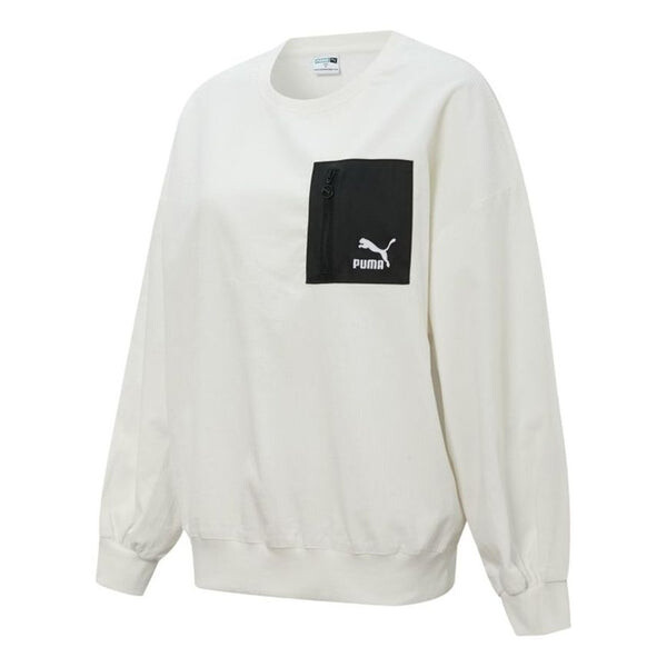 

Свитер contrasting colors zipper pocket sports round neck pullover 'white' Puma, белый