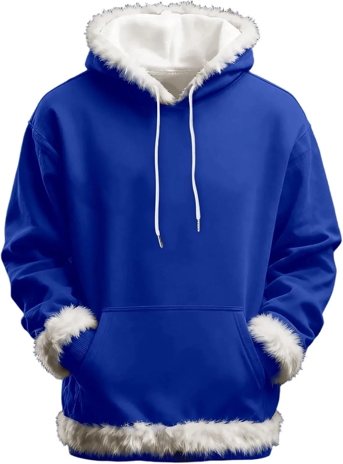 

Рождественский худи с белым искусственным мехом, утепленный флисом