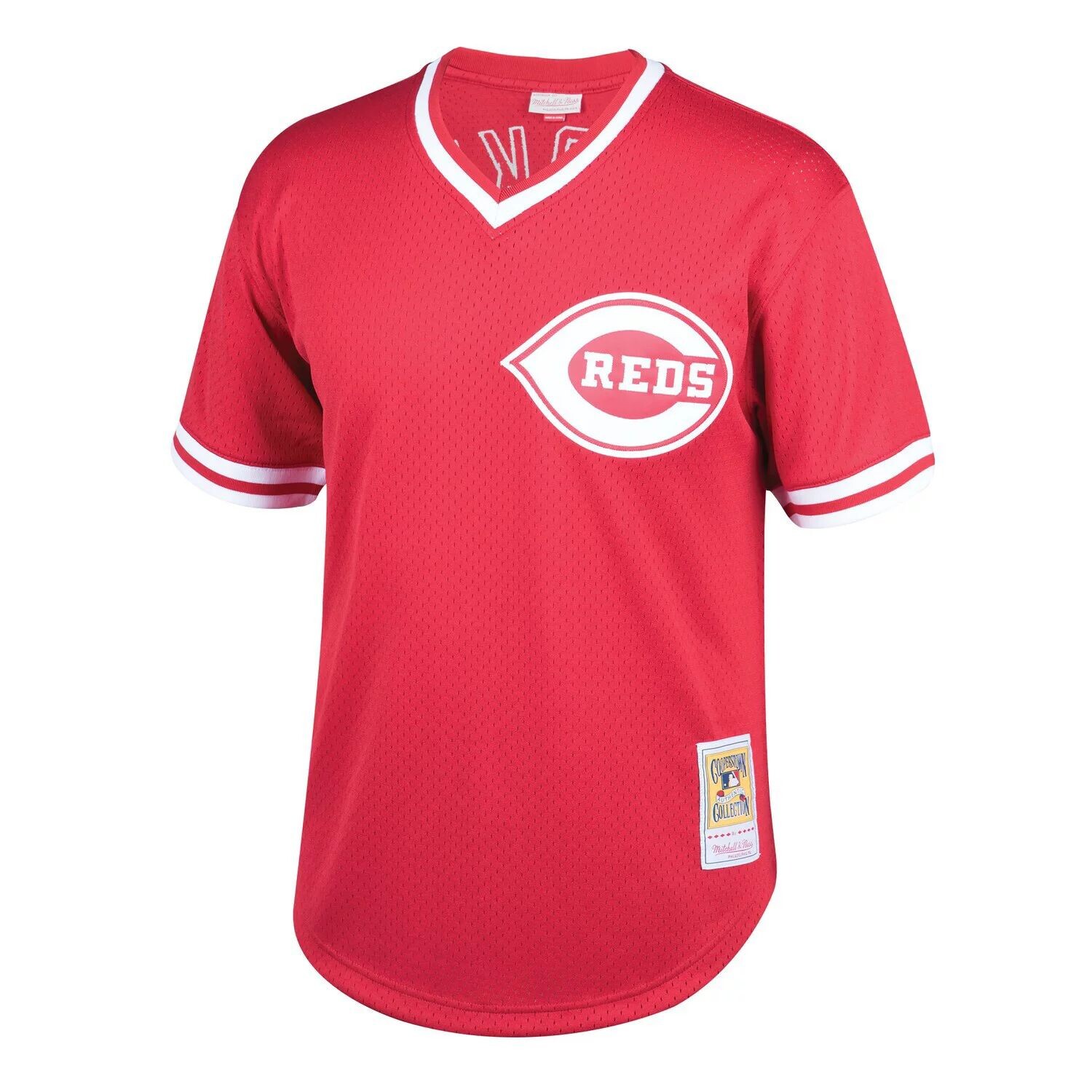 Молодежная футболка Mitchell & Ness Barry Larkin Red Cincinnati Reds Cooperstown Collection с сеткой для тренировки ватина Unbranded — фото 2