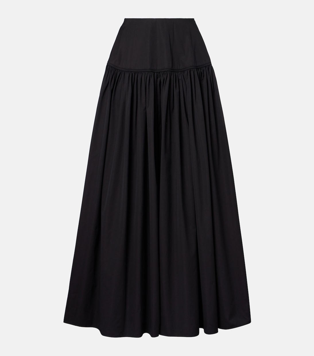 

Юбка макси из хлопкового поплина со сборками Alaïa, Noir Alaia