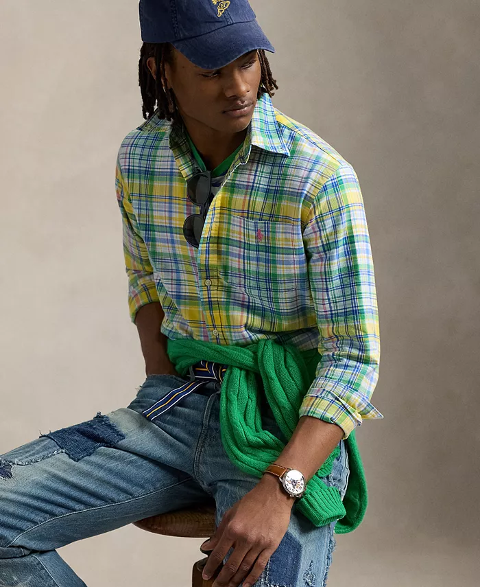 

Мужская классическая рубашка в клетку Oxford Polo Ralph Lauren, красный