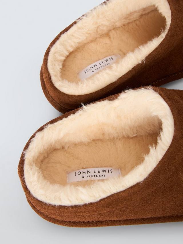 Тапочки для мула на подкладке из искусственного меха John Lewis, цвет Chestnut — фото 4