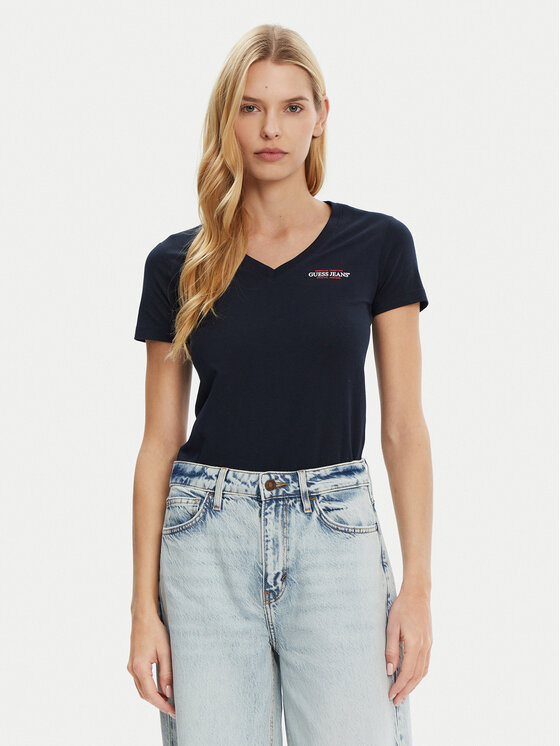 

Облегающая футболка W4YI23 J1314 Guess Jeans, синий