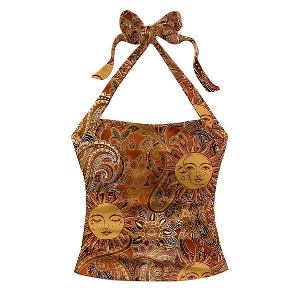 

Халтер-топ для женщин slim fit без спинки на подкладке летний модный безрукавный с завязками y2k Yesfashion