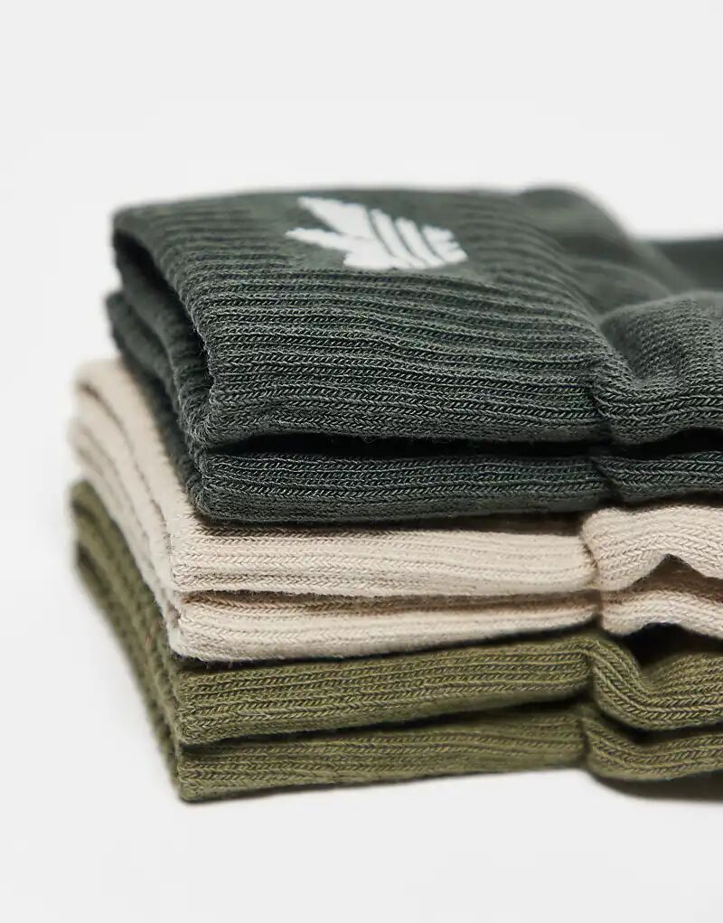 Носки Adidas Originals adicolor Trefoil, 3 пары, цвета хаки и бежевый — фото 3