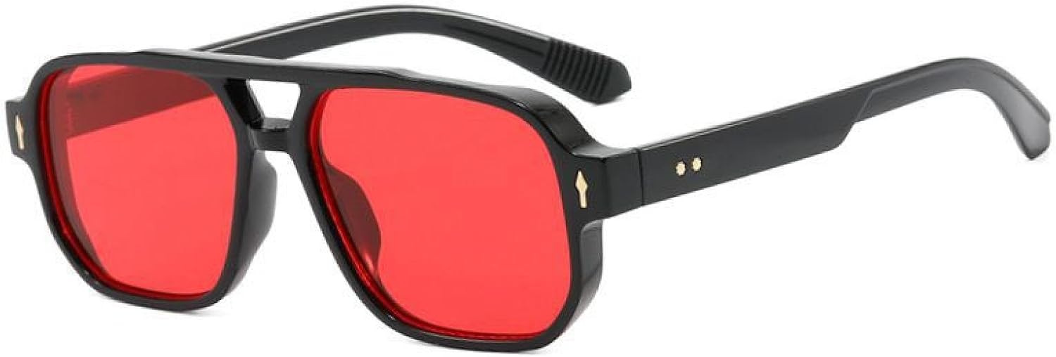 

Роскошные солнцезащитные очки в крупной оправе для женщин и мужчин, в винтажном стиле панк с заклепками, популярные для активного отдыха, с защитой от УФ-излучения UV400 TYUVIVO, Black Red