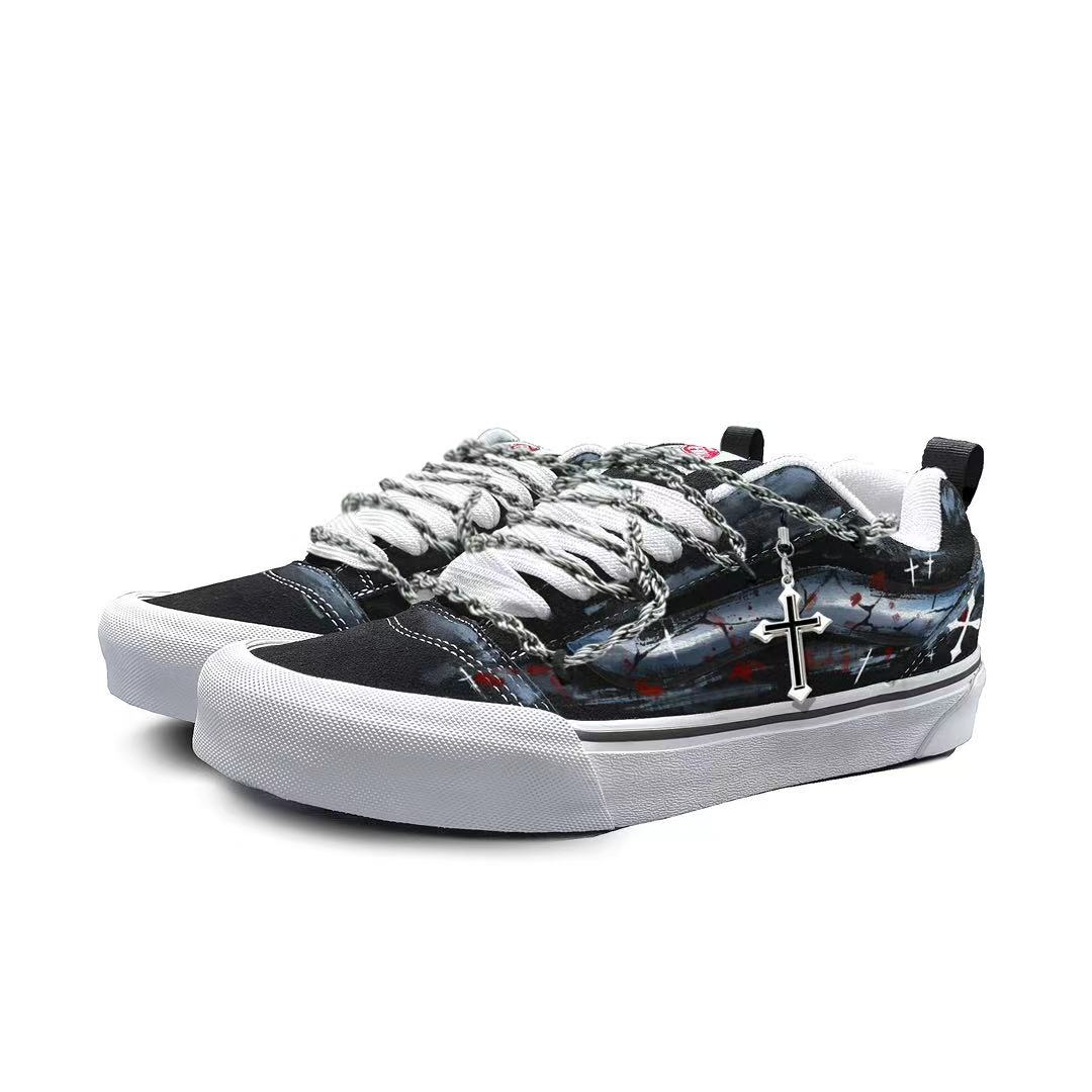 Vans Knu Skool ткань устойчивая к истиранию низкие кроссовки для скейтбординга Unisex синий — фото 4
