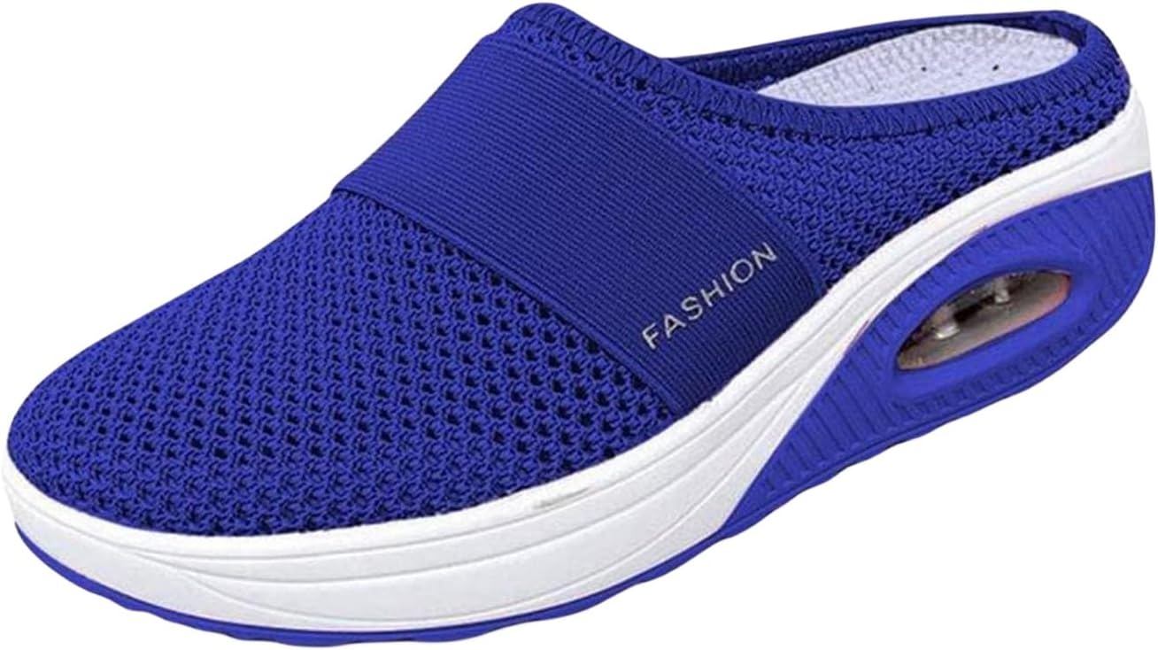 

Мюли ZWRXW для женщин и мужчин, прогулочные мюли, кроссовки с открытой пяткой, слипоны, с поддержкой свода стопы, удобные прогулочные тапочки, закрытые сандалии, повседневные нескользящие ортопедические кроссовки для улицы, синий