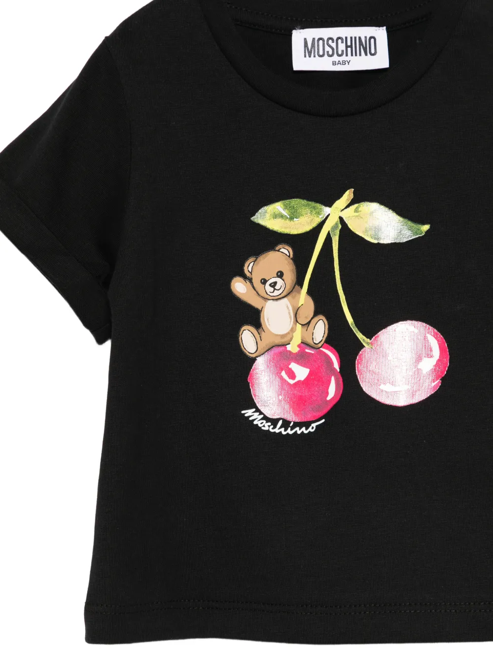 Футболка с принтом вишен Moschino Kids, черный — фото 3