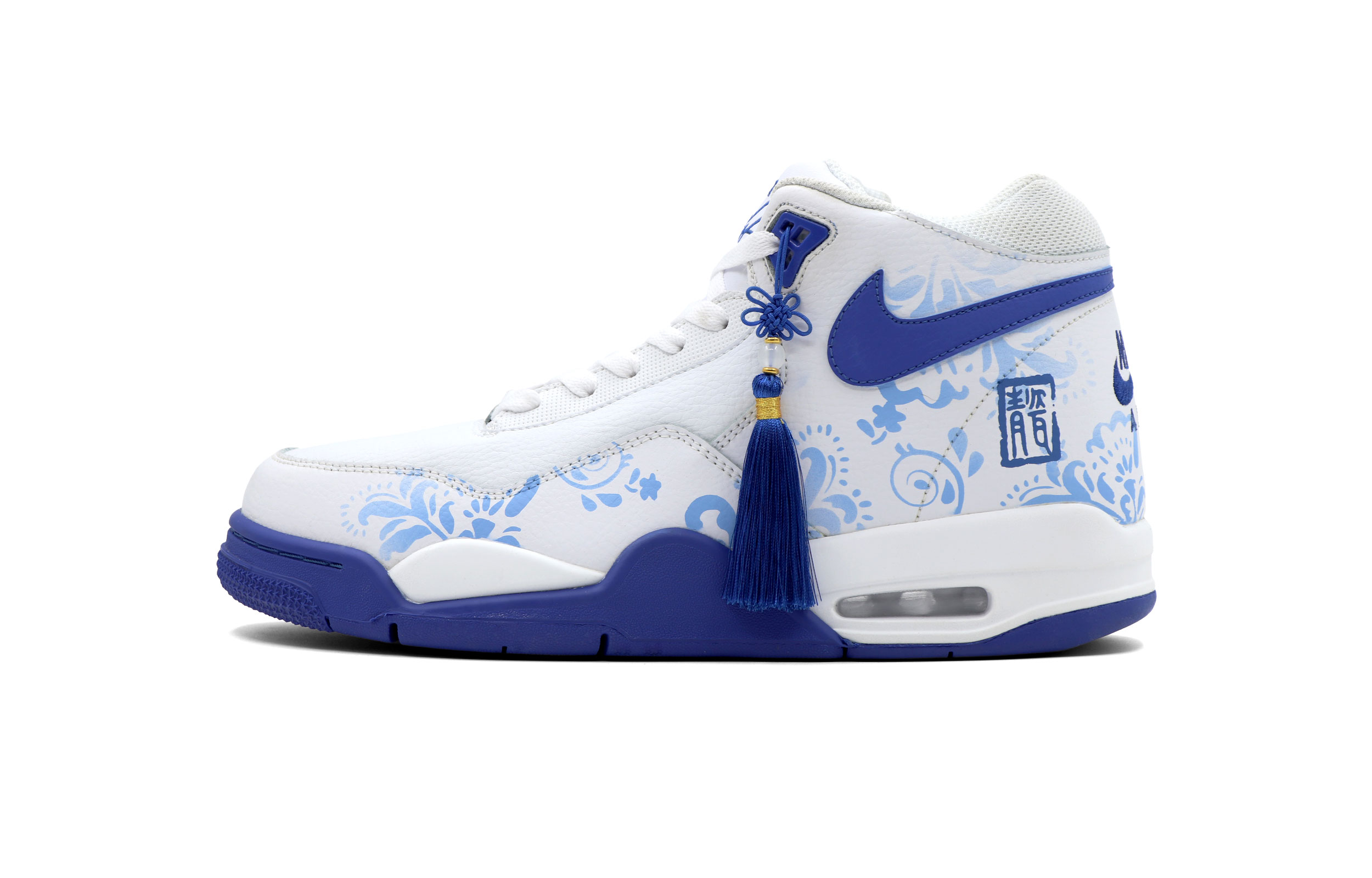 

Nike Легендарные баскетбольные кроссовки Flight Legacy Mid-Top с противоскользящей износостойкой подошвой, мужские, сине-белые