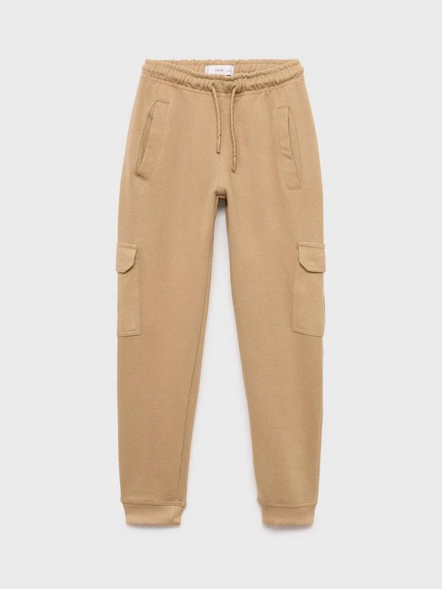 

Детские хлопковые карго-брюки с кулиской Mango, Medium Brown