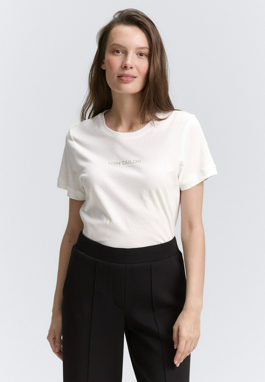 

Футболка TOM TAILOR MIT LOGO, Whisper White/Off-White, Белый, Футболка TOM TAILOR MIT LOGO, Whisper White/Off-White