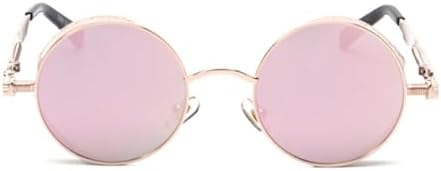 

Ретро круглые солнцезащитные очки для женщин в стиле стимпанк с металлической оправой, винтажные круглые солнцезащитные очки для мужчин и женщин, зеркальные, UV400 MTZJH, 9