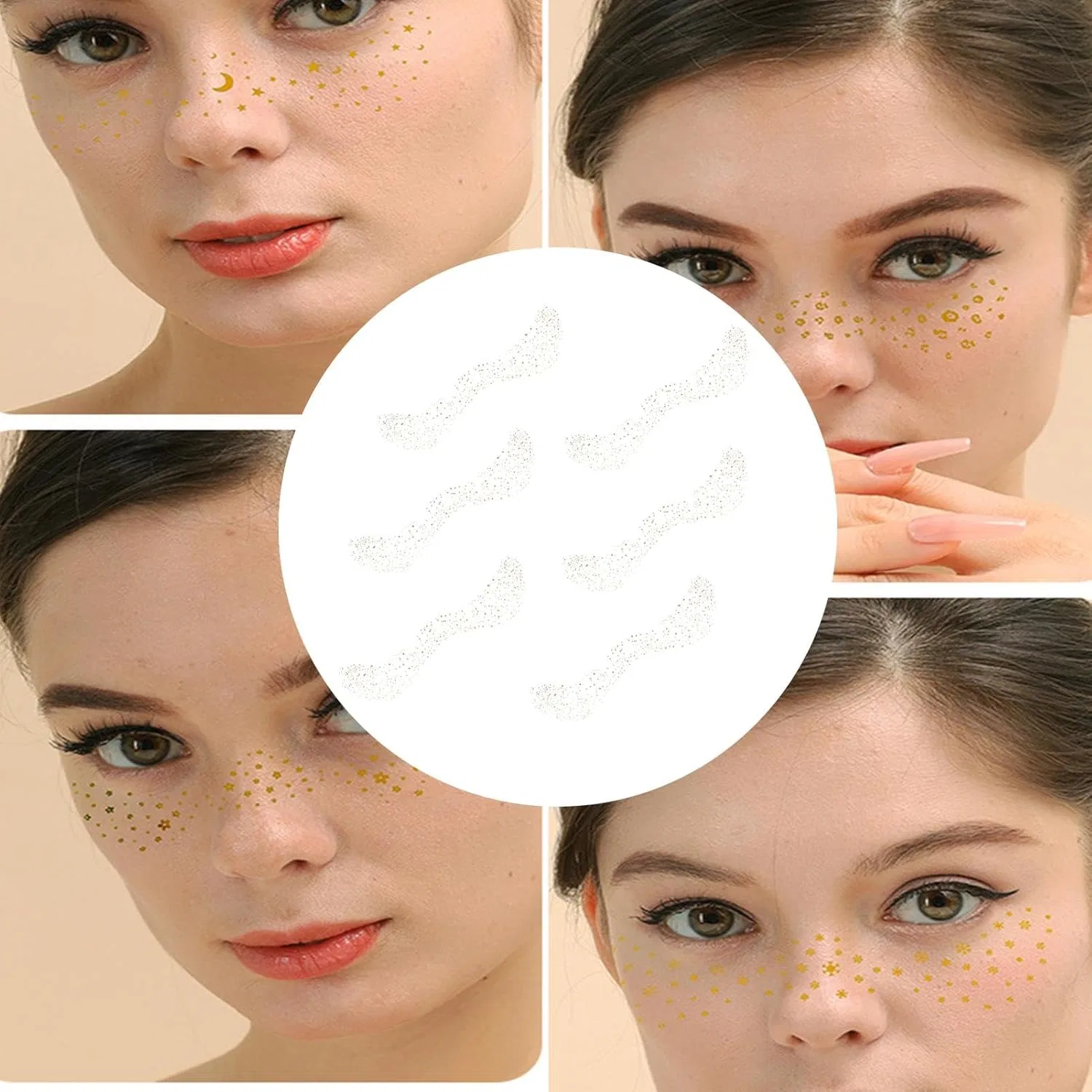 Наклейки для лица Sticker Face Sheet, водонепроницаемые, 6 шт., разноцветные — фото 4