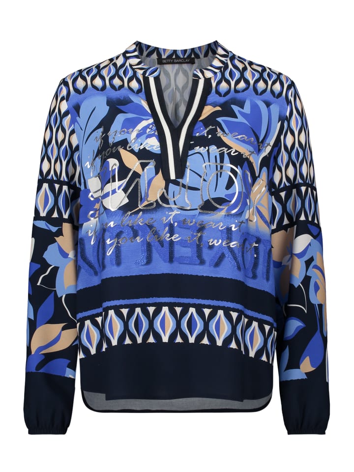 

Betty Barclay Длинная блузка со стойкой-воротником темно-синего/синего цвета