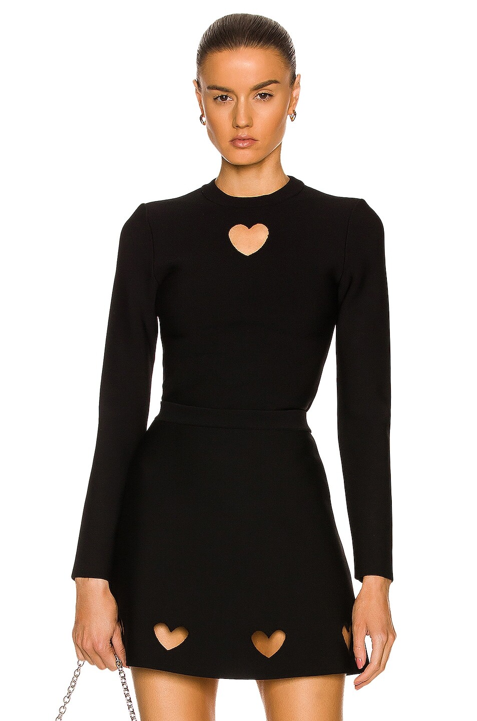 

Топ Alaïa Cutout Heart Long Sleeve, нуар