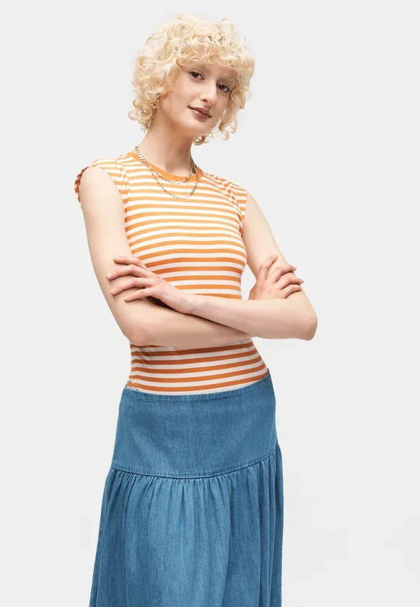 Юбка макси с заниженной талией Grantham Denim Skirt Gap, средняя стирка — фото 4