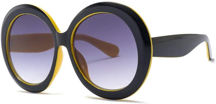 

Круглые солнцезащитные очки для женщин в винтажном стиле, черные с зелеными линзами, увеличенной оправой, зеркальные, защита от ультрафиолета UV400 LANGSER, 5