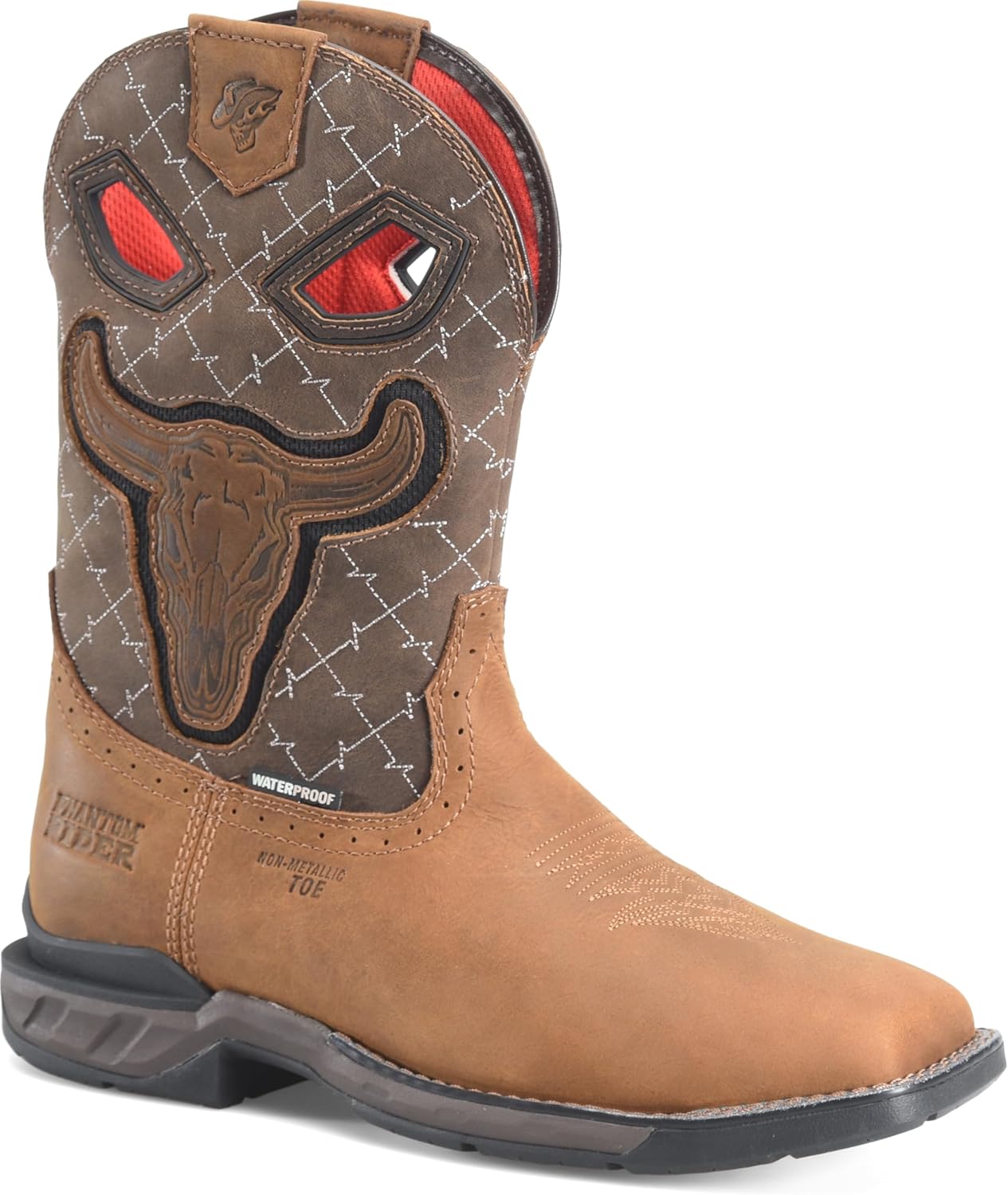 

Мужские водонепроницаемые сапоги PHANTOM RIDER с композитным носком и ковбойским стилем - прочная кожа, противоскользящая подошва, удобные для ношения в течение всего дня, коричневый