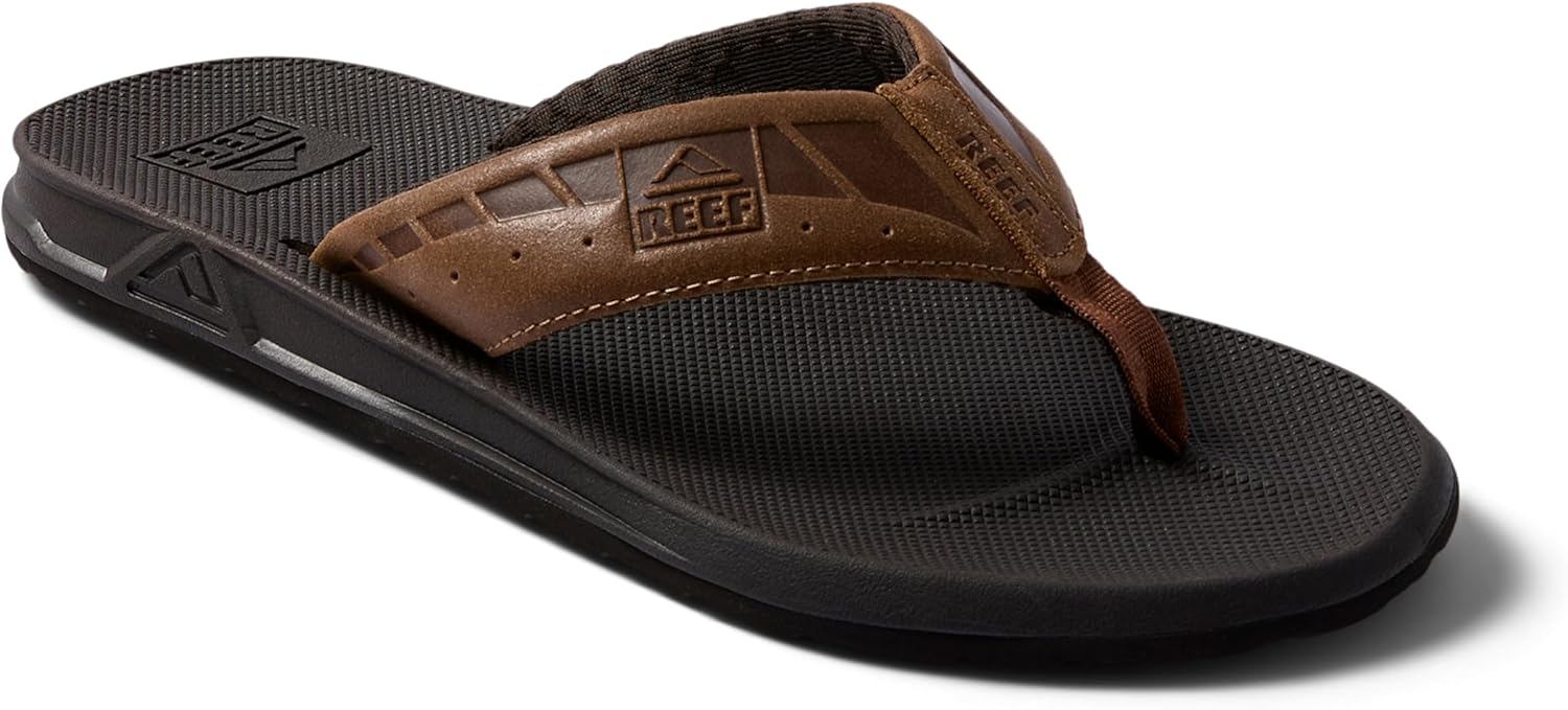 Мужские пляжные вьетнамки REEF Phantom LE, ремешок из кожи полного зерна, стелька из формованного EVA, коричневый — фото 3
