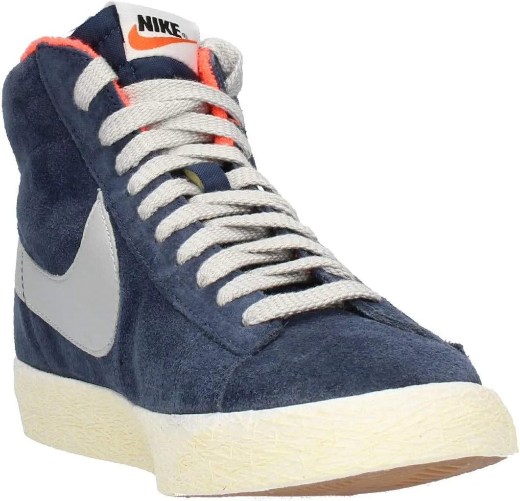 Кроссовки Nike Blazer Mid Premium Vintage (замша), серо-синие — фото 4