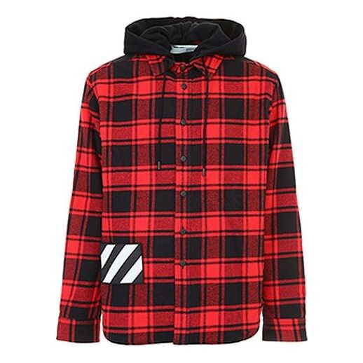 

Рубашка plaid splicing hooded shirt red black plaid 'red black' Off-White, красный