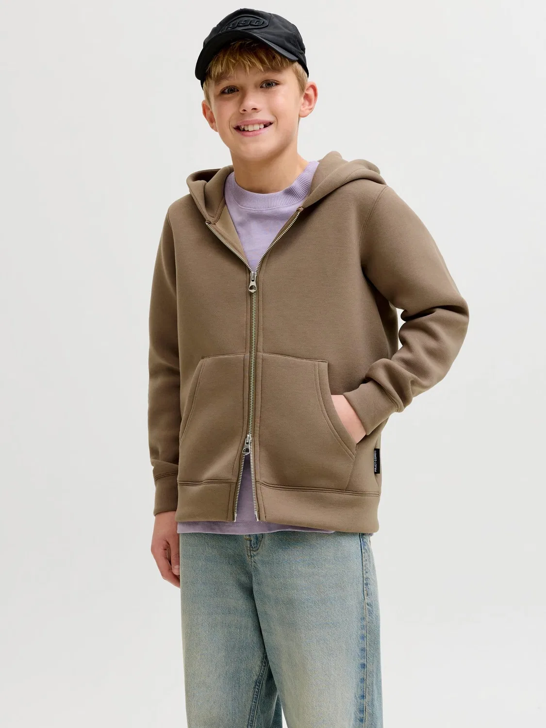 Капюшоновая толстовка с молнией walnut, JACK & JONES Junior — фото 4