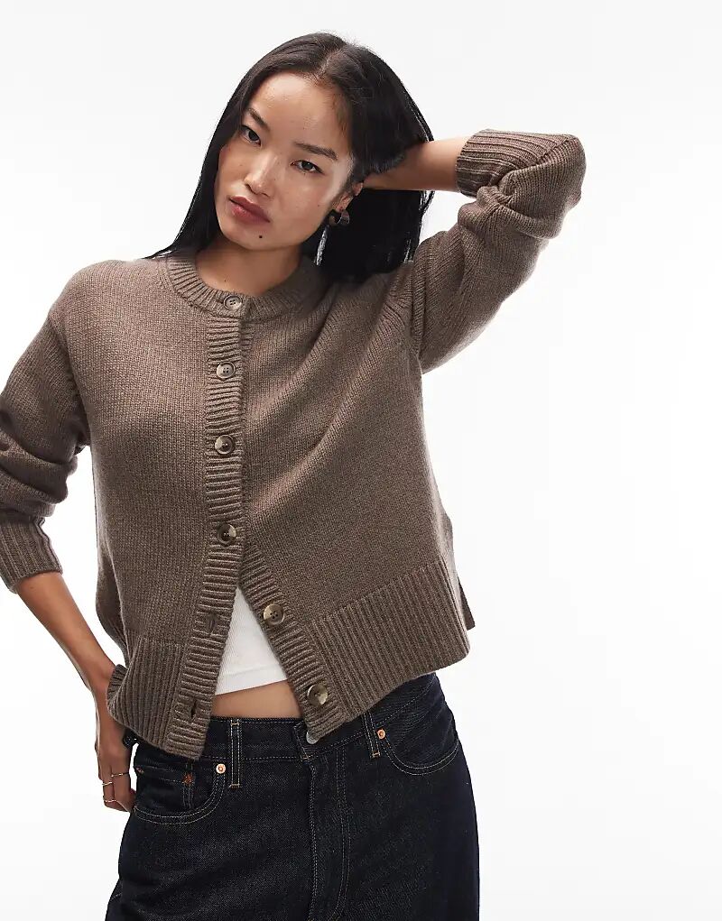 

& Other Stories кашемировый свободный кардиган со ступенчатым подолом светло-коричневого цвета