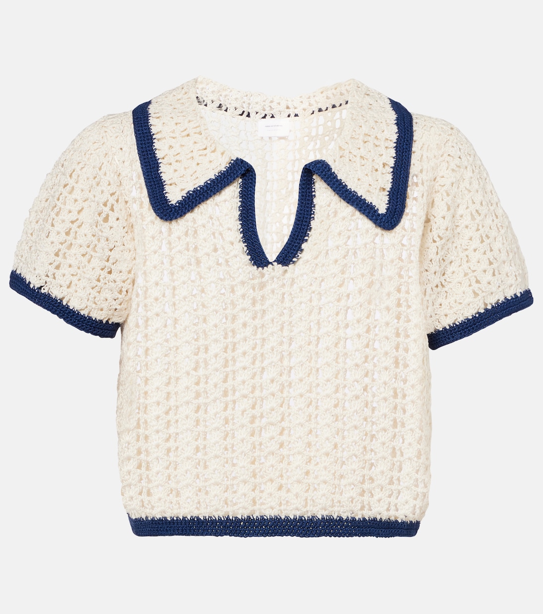

Хлопковая поло в технике кружева Coastal Anna Kosturova, Cream Navy