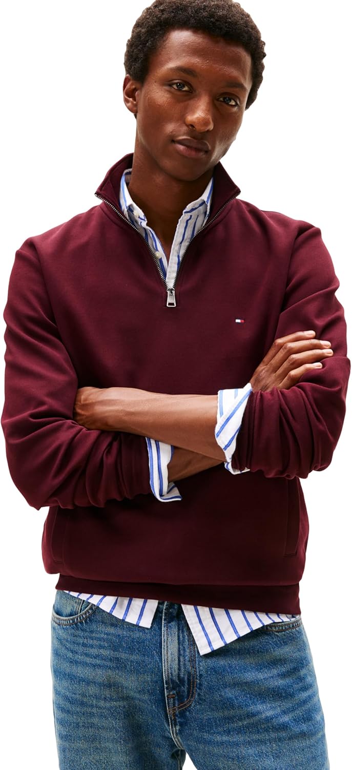 

Мужская толстовка Tommy Hilfiger средней плотности с застежкой-молнией 1/4, Deep Burgundy