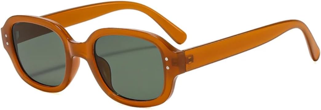 

Винтажные квадратные солнцезащитные очки с заклепками для женщин, модные очки конфетных цветов, защита от УФ-излучения UV400 для мужчин, прозрачная оправа TVTBBVV, Orange Grey Green