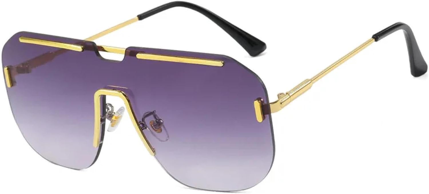 

Большие солнцезащитные очки без оправы для женщин, ретро-очки с градиентным металлическим покрытием, солнцезащитные очки для мужчин с защитой от УФ-излучения UV400 TOIPASTN, Gray