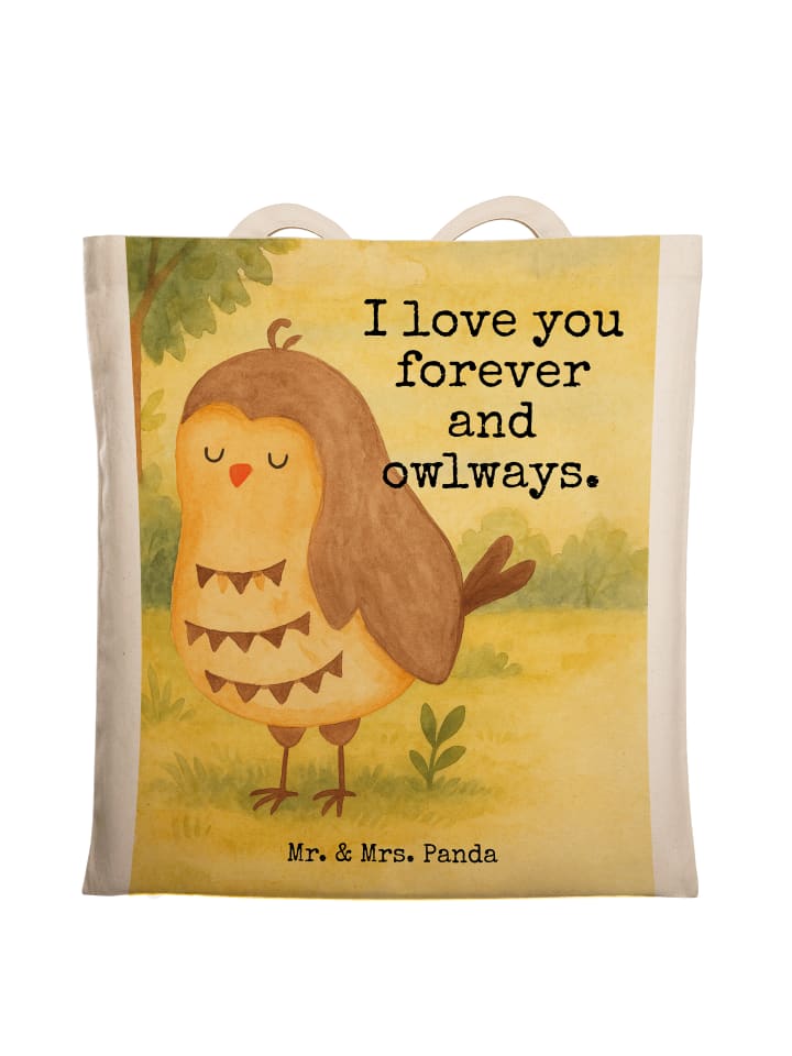 

Mr. & Mrs. Panda Белая тканевая сумка с изображением совы и надписью