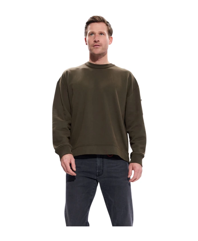 

Свободная толстовка с круглым вырезом, изготовленная из ворсистого и шлифованного флиса с диагональным расположением волокон. C.P. Company, зеленый