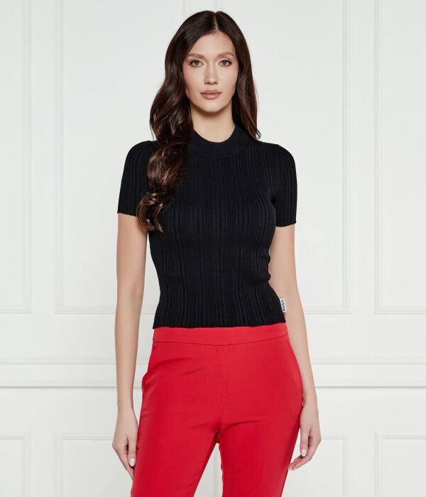 

Блузка сарфарим Cropped fit Hugo, черный