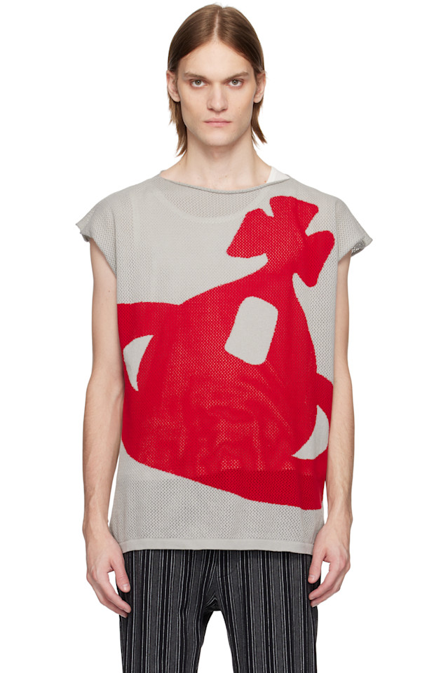 

Топ-майка с интарсией Pixel Orb Vivienne Westwood, серый