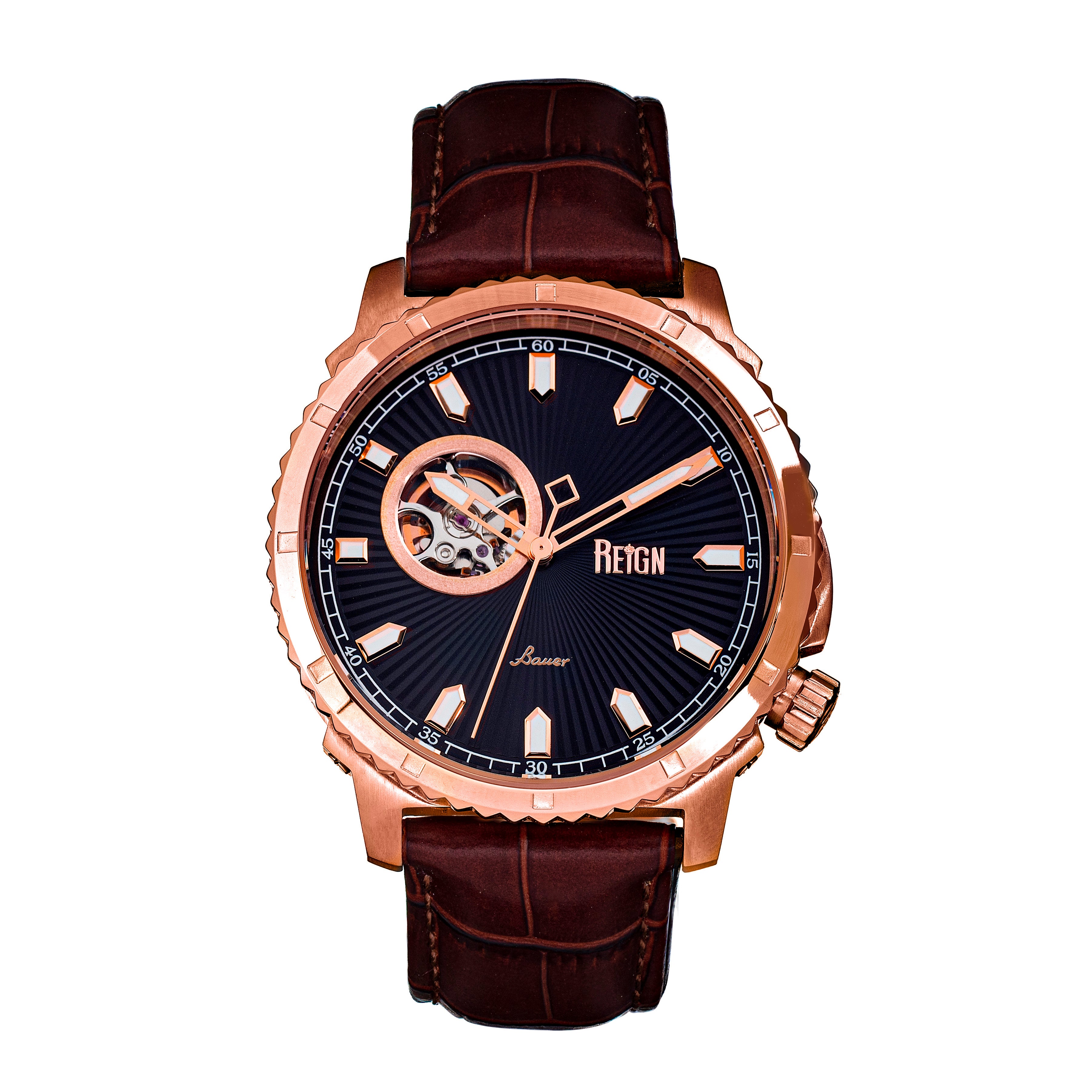 

Bauer Automatic Semi-SkeletonЧасы с кожаным ремешком Reign, розовый