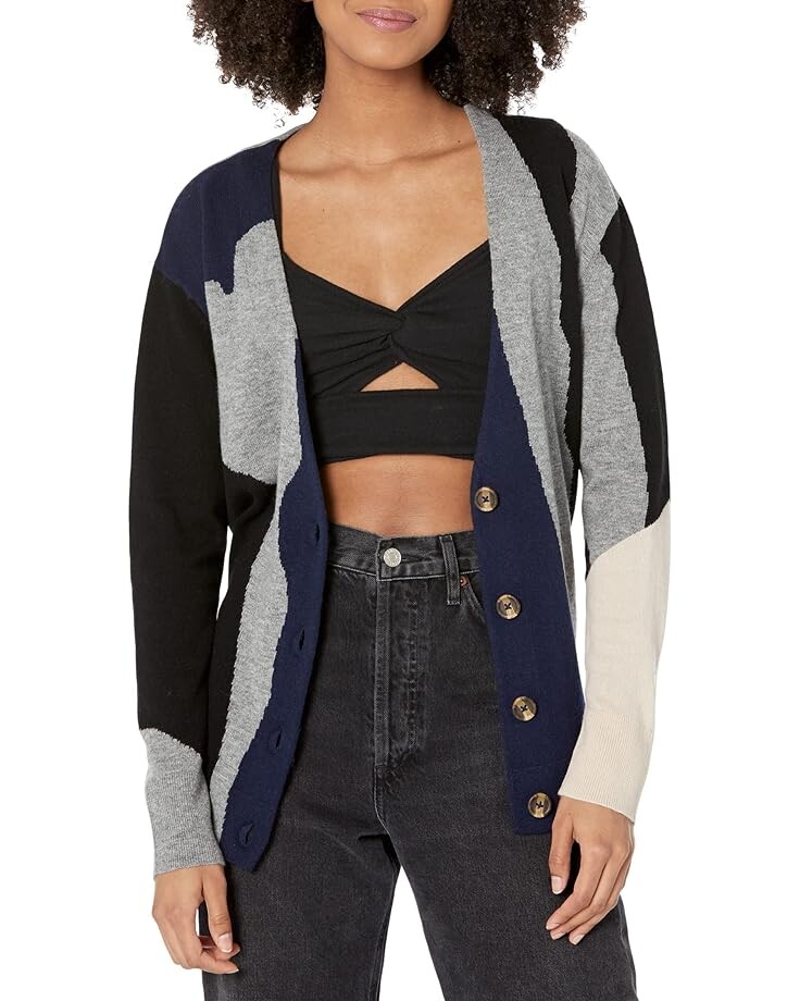 

Свитер LABEL Intarsia Cardi, цвет Light Grey/Black/Navy/Putty