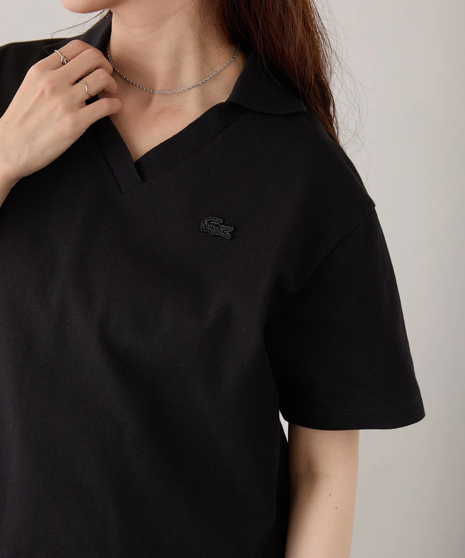 Поло LACOSTE Skipper, с логотипом в виде одной точки, 100% хлопок, черный