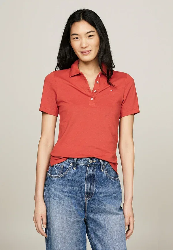 Поло Tommy Hilfiger, breton stripe orange flash, оранжевый
