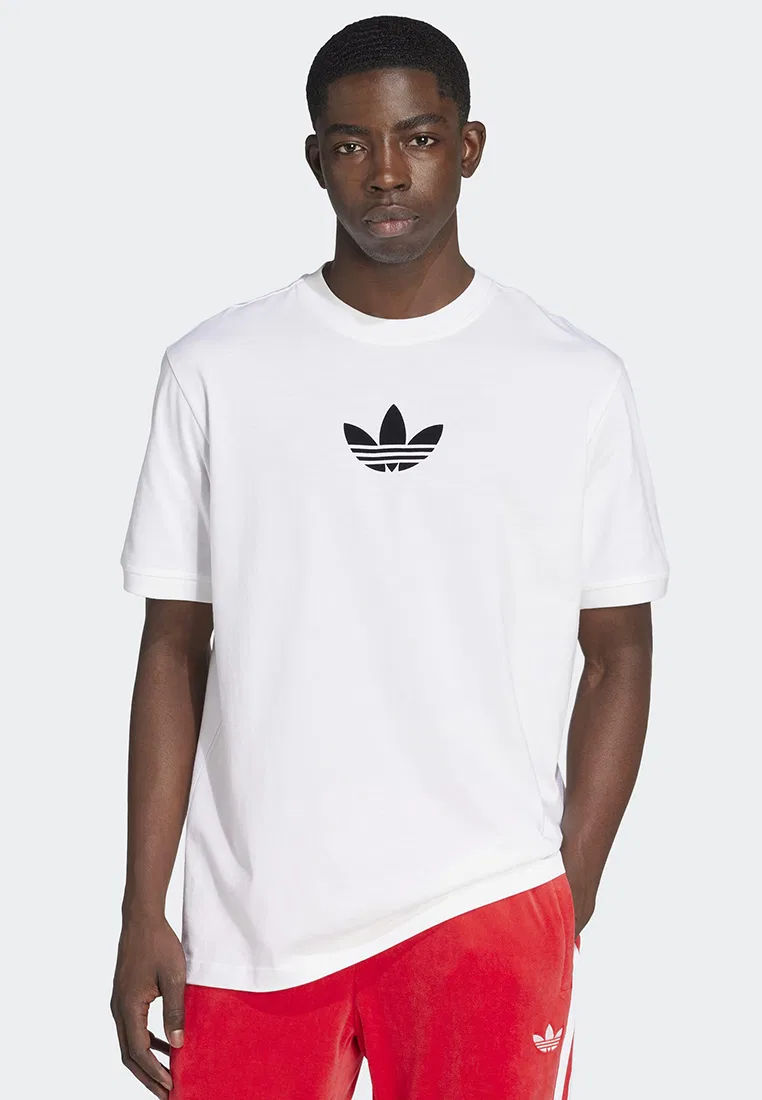 Футболка, свободный крой, Adicolor Loose 2000s Cali, Adidas, белый/черный