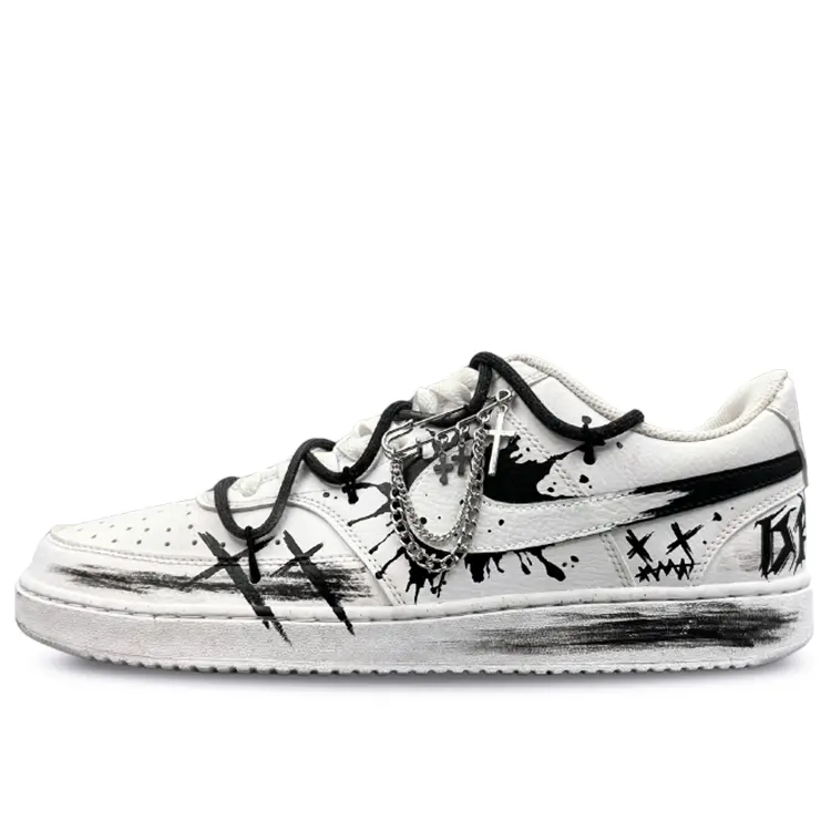 

Кроссовки Nike Court Vision 1 Skateboarding Shoes Men Low-top White, черный
