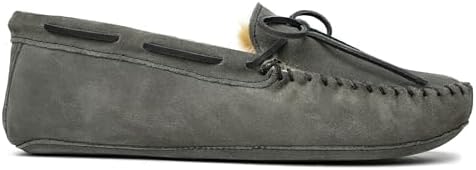 Мужские мокасины Minnetonka из овчины с мягкой кожаной подошвой, серый — фото 3