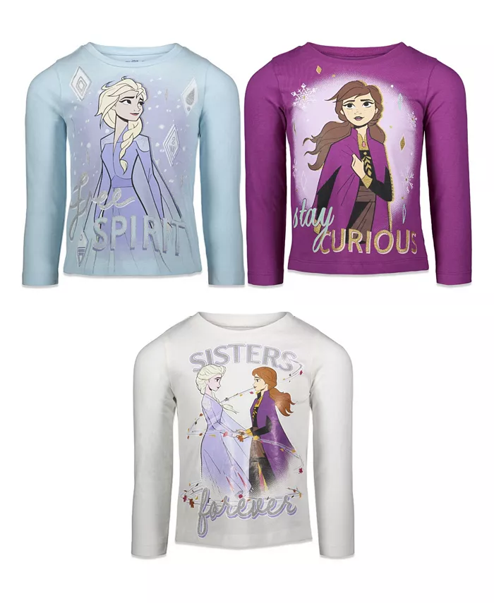 

Детские футболки Disney Princess Anna Elsa, набор из 3 штук, для малышей и детей Frozen, мультиколор