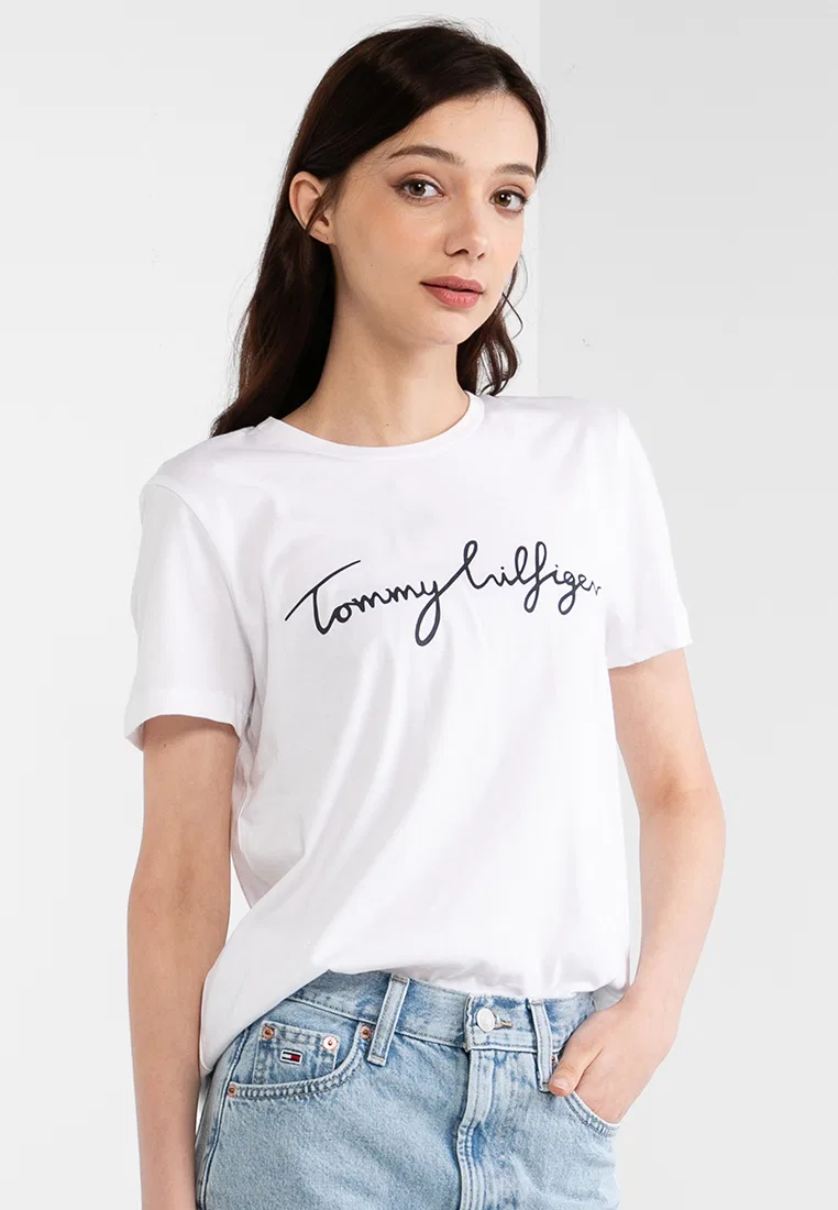 Футболка с круглым вырезом, Signature Tommy Hilfiger, белый